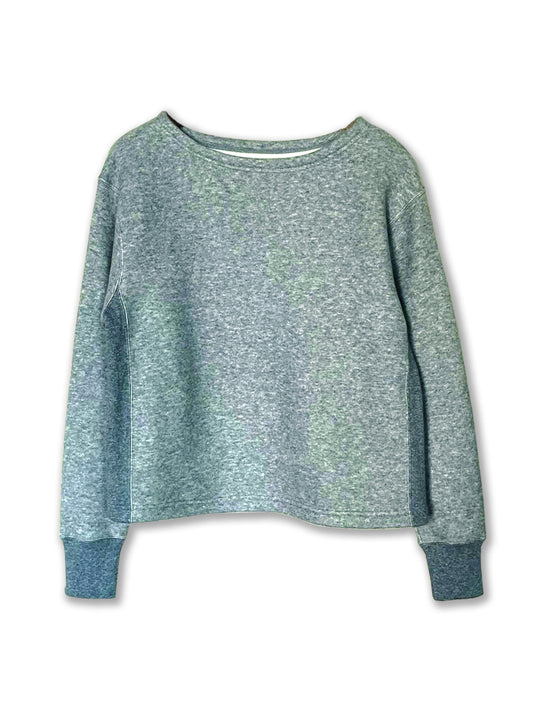 Cotton Tencel Brushed Fleece, LS Clean Boat Neck Sweatshirts, #822-805, HT CHARCOAL, ONE SIZE