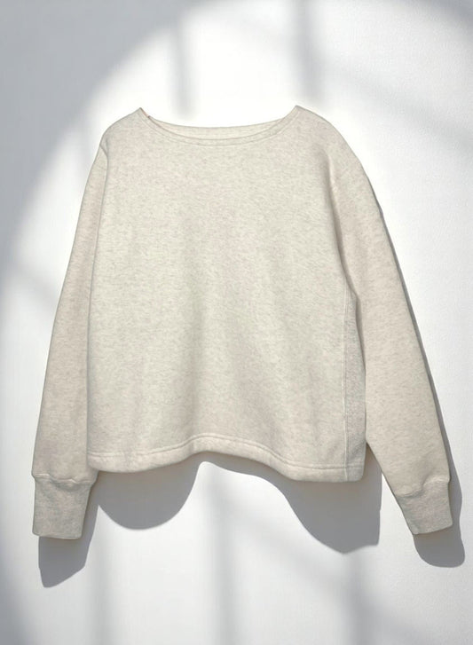 Cotton Tencel Brushed Fleece, LS Clean Boat Neck Sweatshirts, #822-805, OATMEAL, ONE SIZE