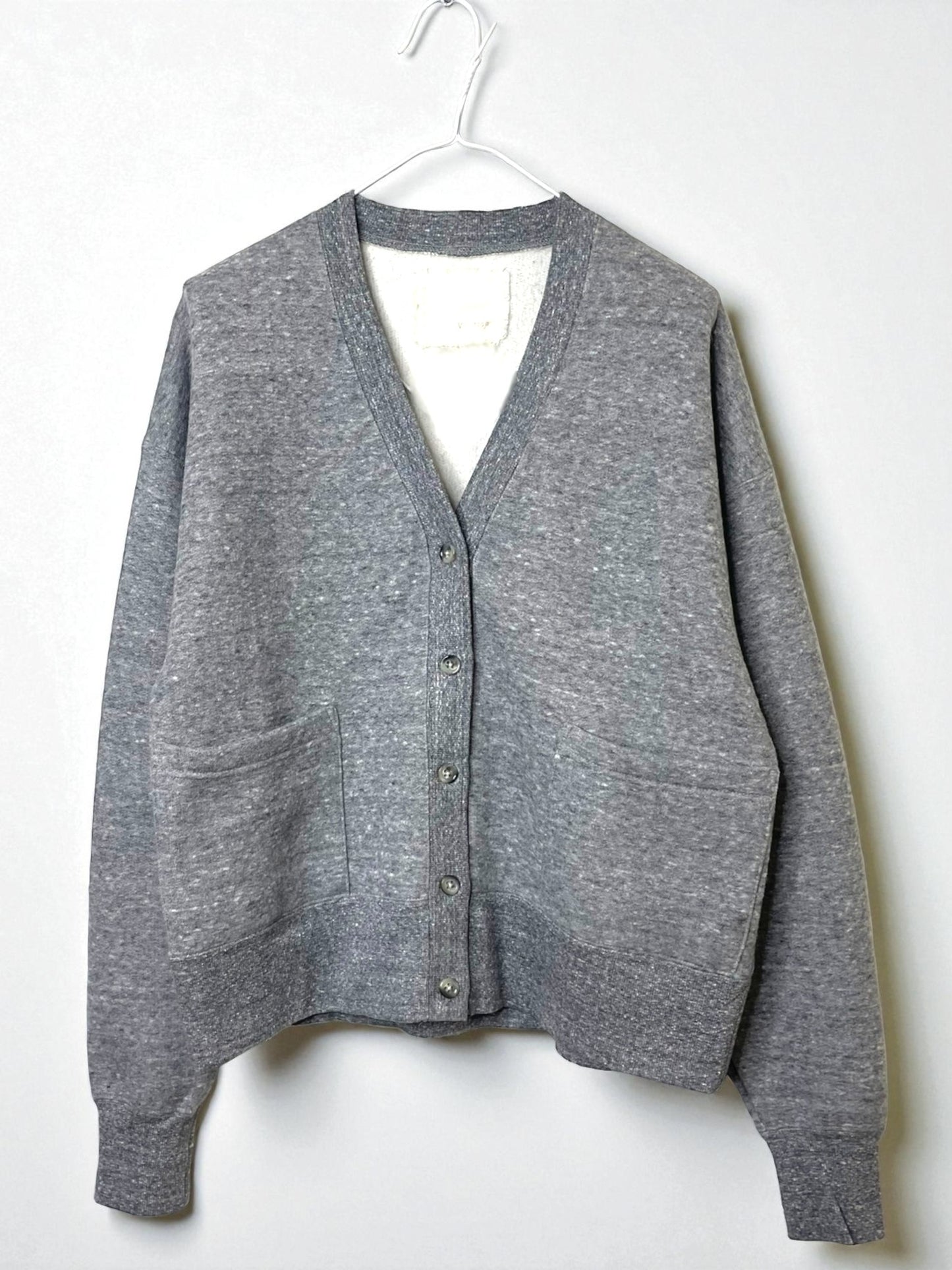 Cotton Tencel Brushed Fleece, LS Cardigan, #822-806, HEATHER CHARCOAL, ONE SIZE