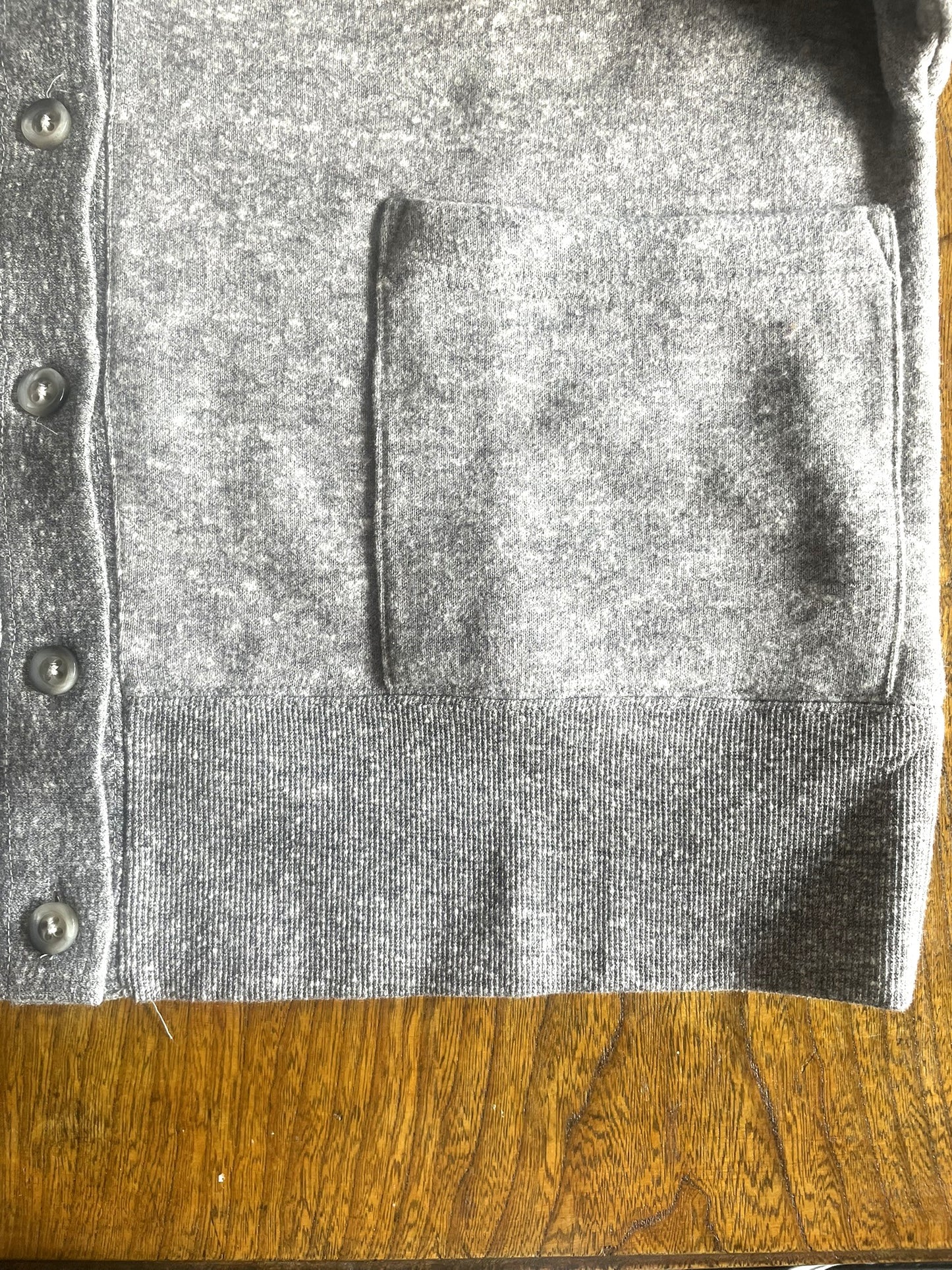 Cotton Tencel Brushed Fleece, LS Cardigan, #822-806, HEATHER CHARCOAL, ONE SIZE