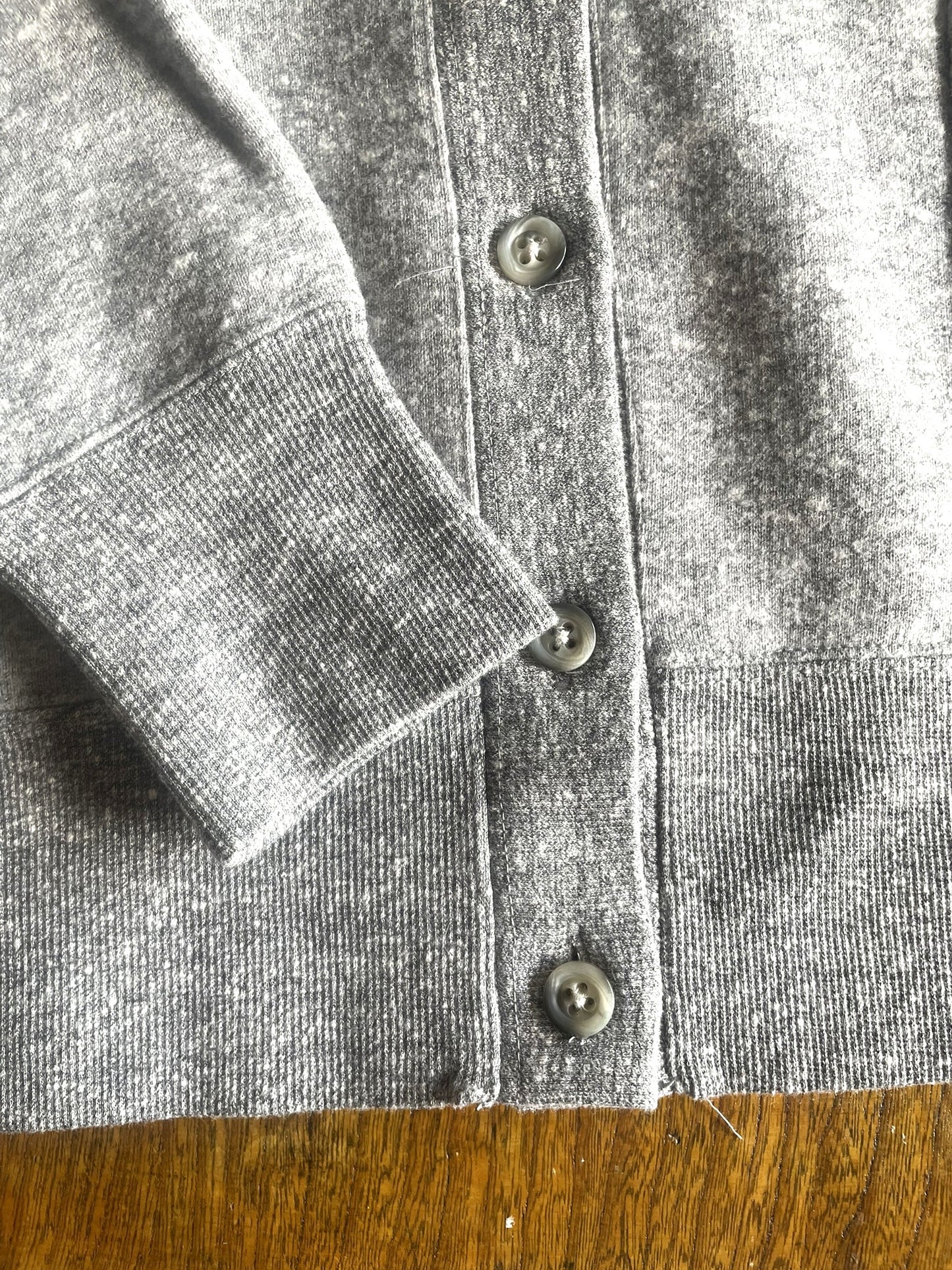 Cotton Tencel Brushed Fleece, LS Cardigan, #822-806, HEATHER CHARCOAL, ONE SIZE