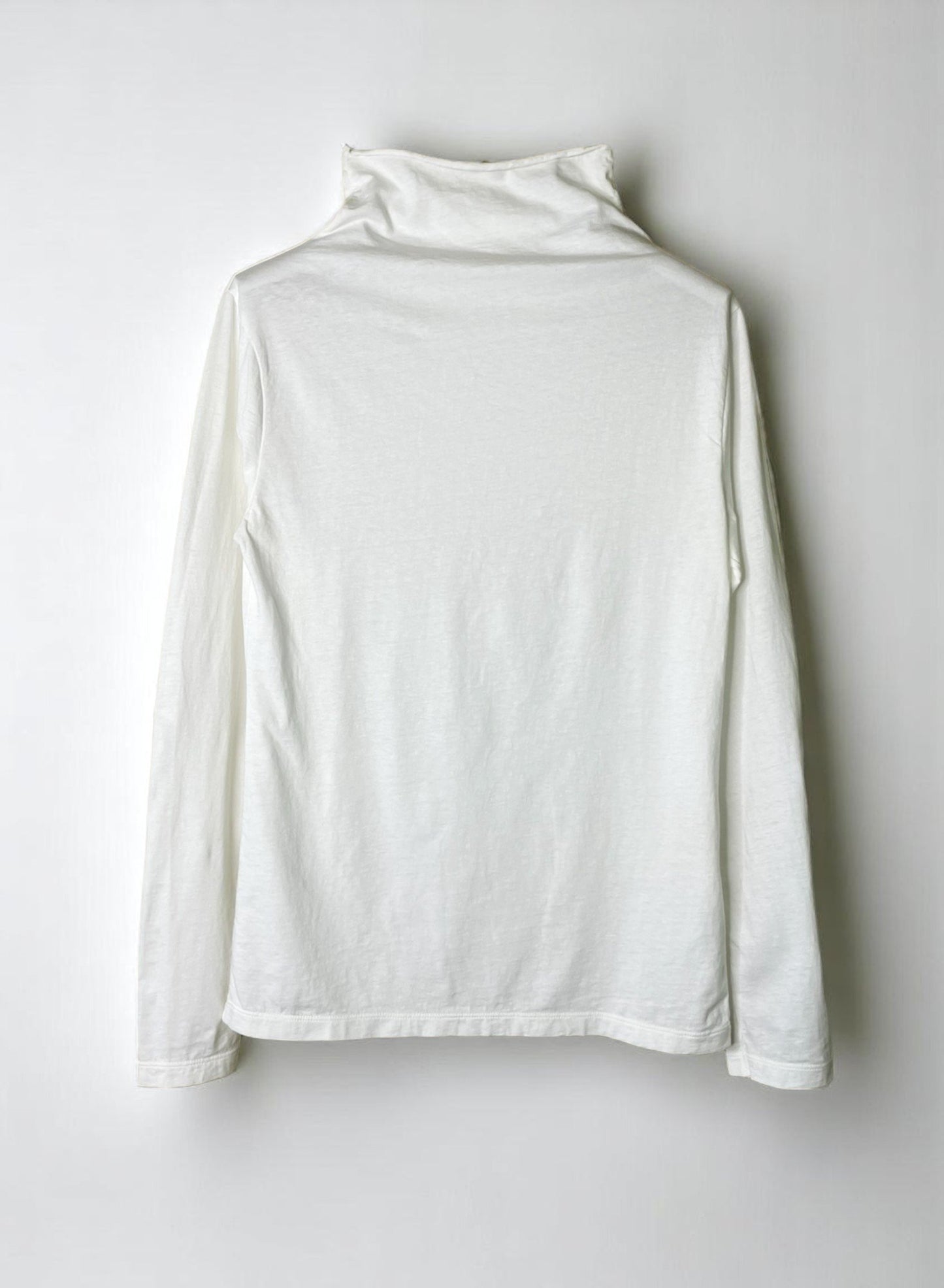 Reverse Cotton 32Gage Jersey, LS Drop Shoulder Mock Neck Tee, #822-809, WHITE