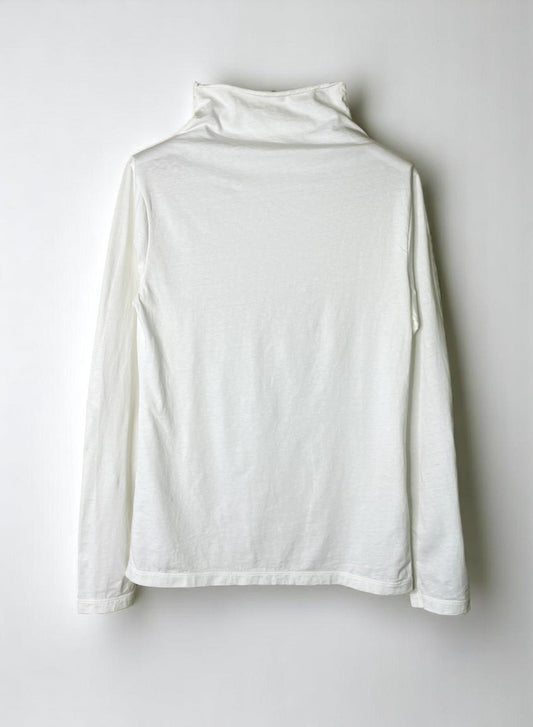Reverse Cotton 32Gage Jersey, LS Drop Shoulder Mock Neck Tee, #822-809, WHITE