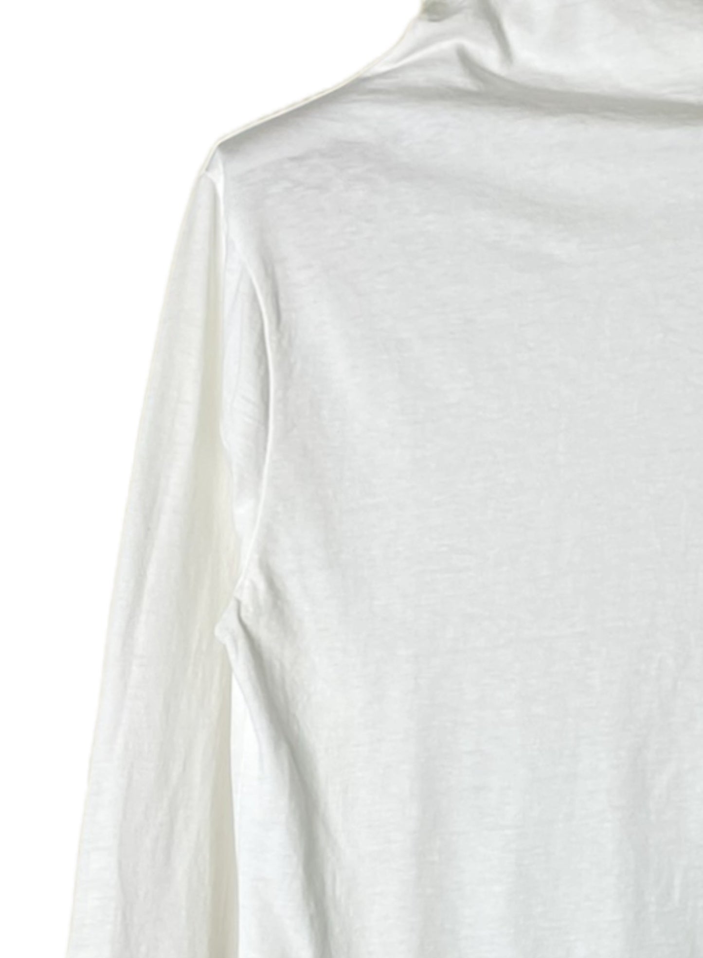 Reverse Cotton 32Gage Jersey, LS Drop Shoulder Mock Neck Tee, #822-809, WHITE
