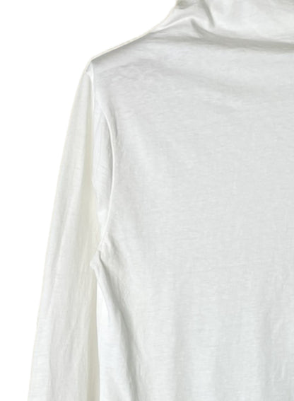 Reverse Cotton 32Gage Jersey, LS Drop Shoulder Mock Neck Tee, #822-809, WHITE