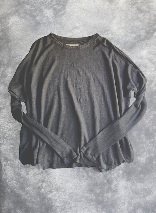 Hemp Jersey, #831-816, Oversized LS Crew, Hemp 100%, CHARCOAL, ONE SIZE