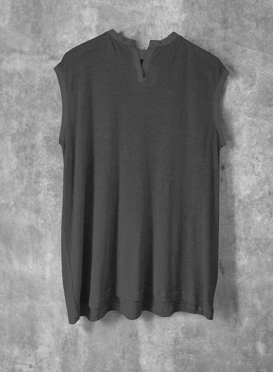Hemp Rib, #831-817, Slit Tanktop, Hemp 100%, BLACK