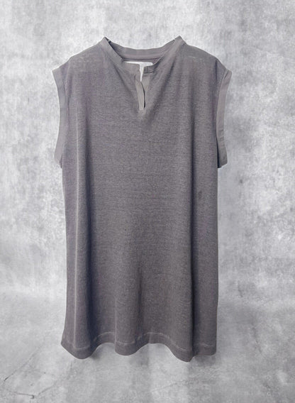 Hemp Rib, #831-817, Slit Tanktop, Hemp 100%, CHARCOAL, OS