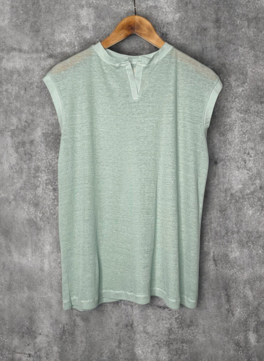 Hemp Rib, #831-817, Slit Tanktop, Hemp 100%, DUST MINT, OS