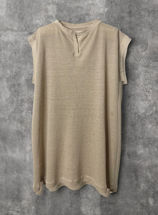 Hemp Rib, #831-817, Slit Tanktop, Hemp 100%, SAND KHAKI, OS