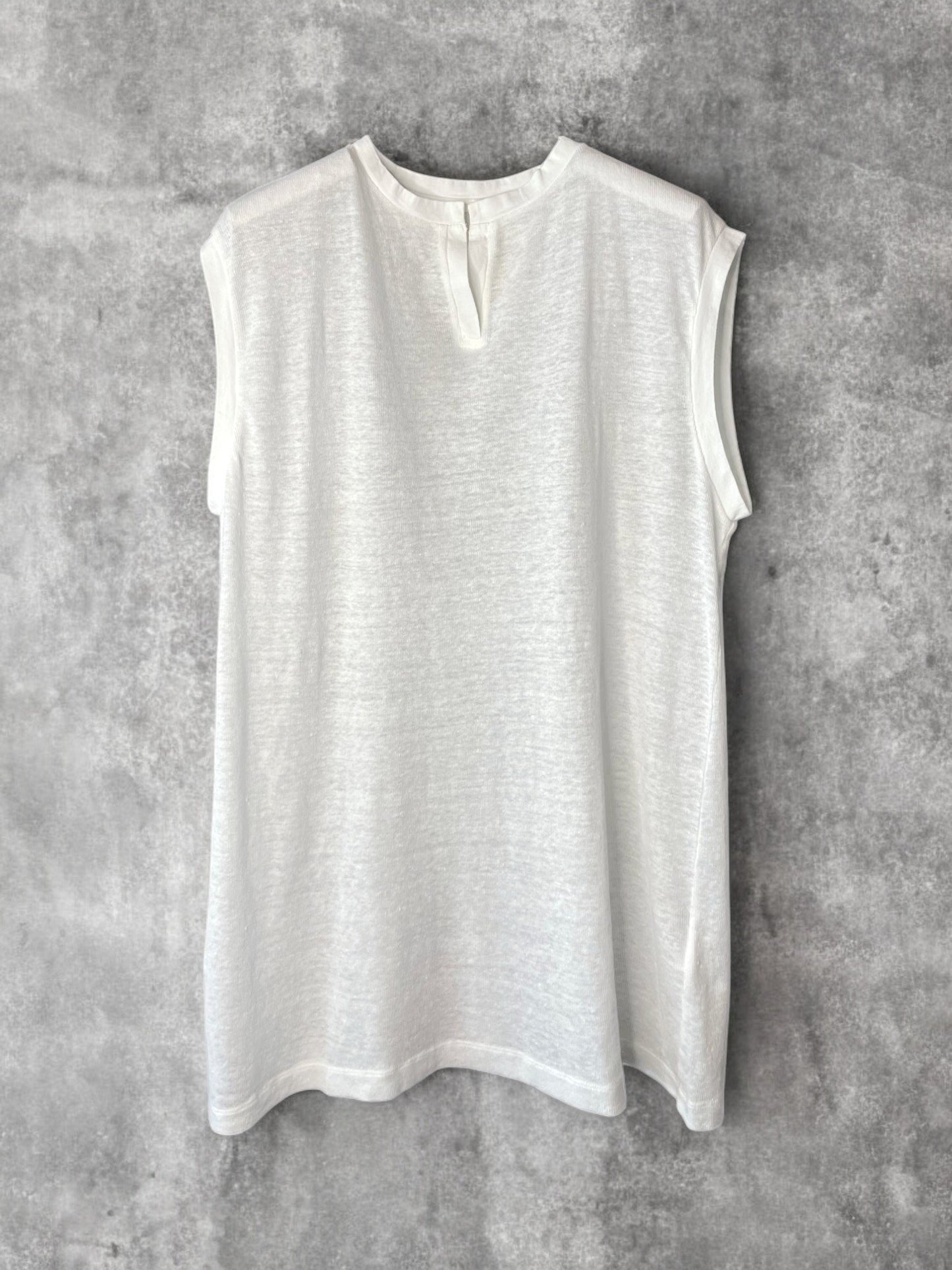 Hemp Rib, #831-817, Slit Tanktop, Hemp 100%, WHITE
