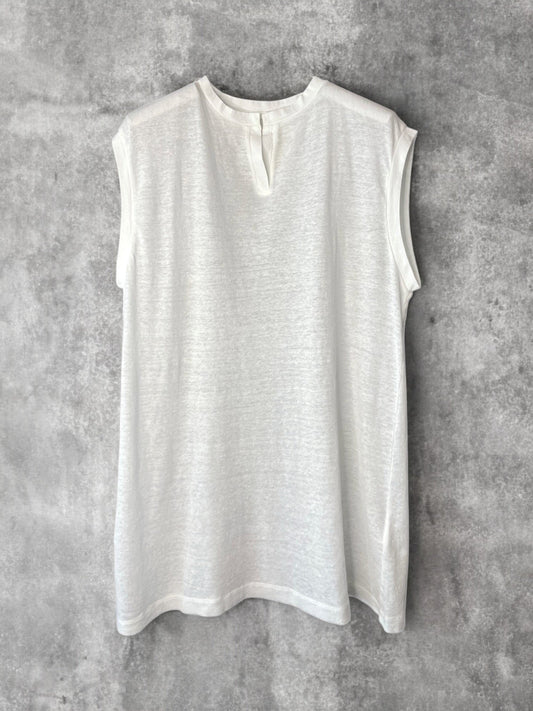 Hemp Rib, #831-817, Slit Tanktop, Hemp 100%, WHITE