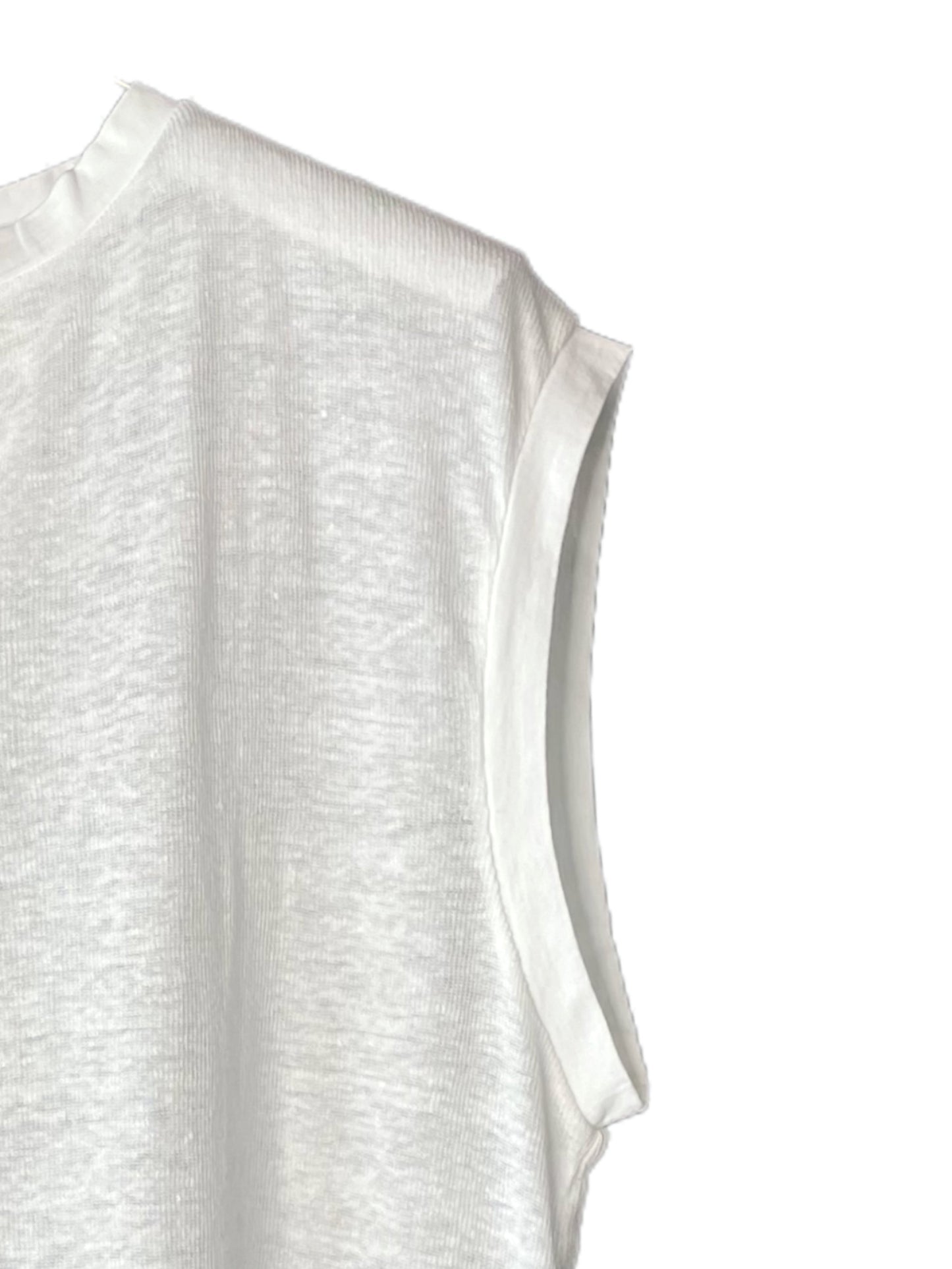 Hemp Rib, #831-817, Slit Tanktop, Hemp 100%, WHITE