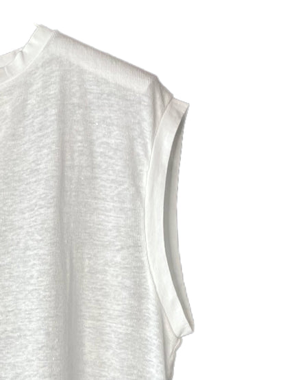 Hemp Rib, #831-817, Slit Tanktop, Hemp 100%, WHITE