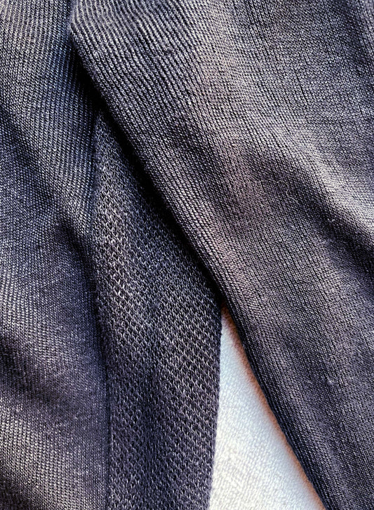 Hemp Rib, Side Panneled back V -LS Crew, #831-819,  Hemp 100%, BLACK