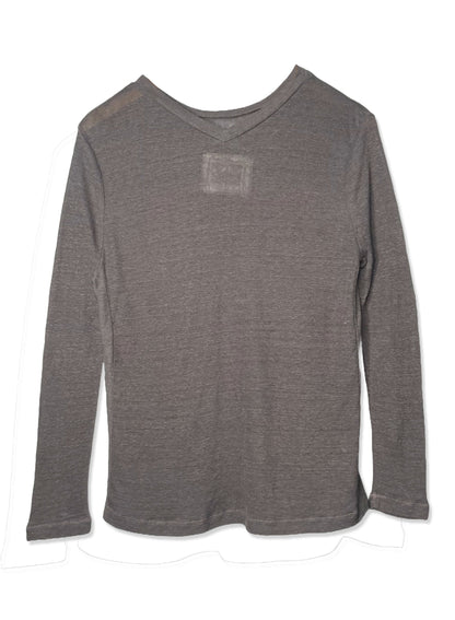 Hemp Rib, Side Panneled back V -LS Crew, #831-819,  Hemp 100%, CHARCOAL