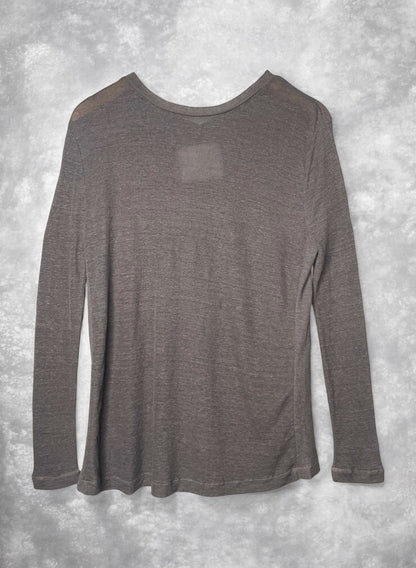 Hemp Rib, Side Panneled back V -LS Crew, #831-819,  Hemp 100%, CHARCOAL