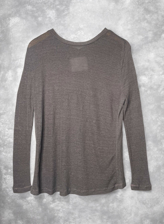 Hemp Rib, Side Panneled back V -LS Crew, #831-819,  Hemp 100%, CHARCOAL