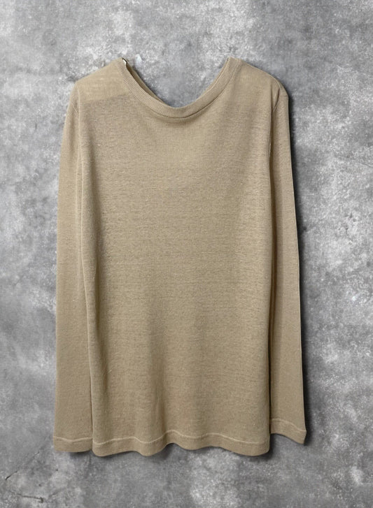 Hemp Rib, Side Panneled back V -LS Crew, #831-819,  Hemp 100%, SAND KHAKI