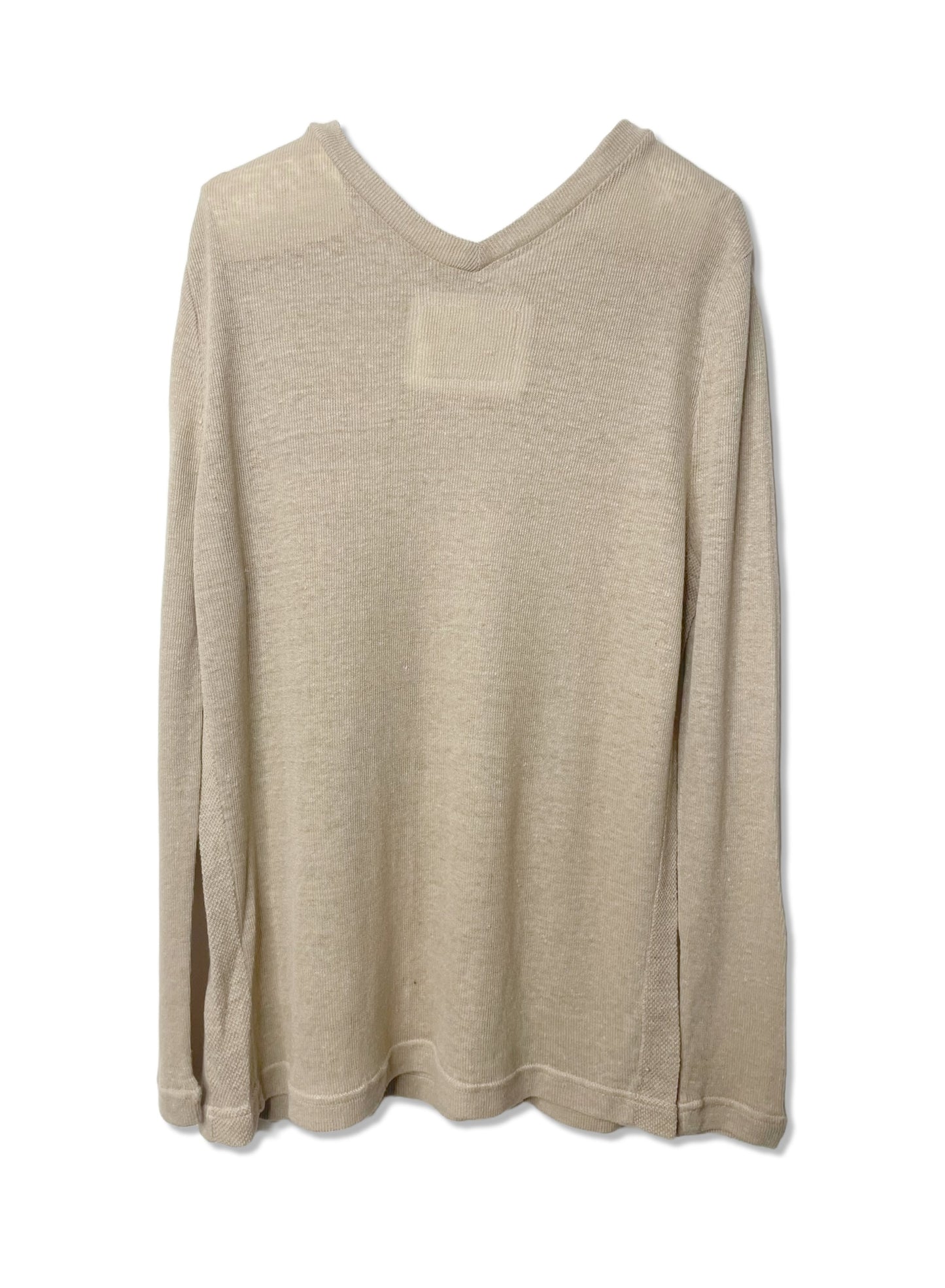 Hemp Rib, Side Panneled back V -LS Crew, #831-819,  Hemp 100%, SAND KHAKI