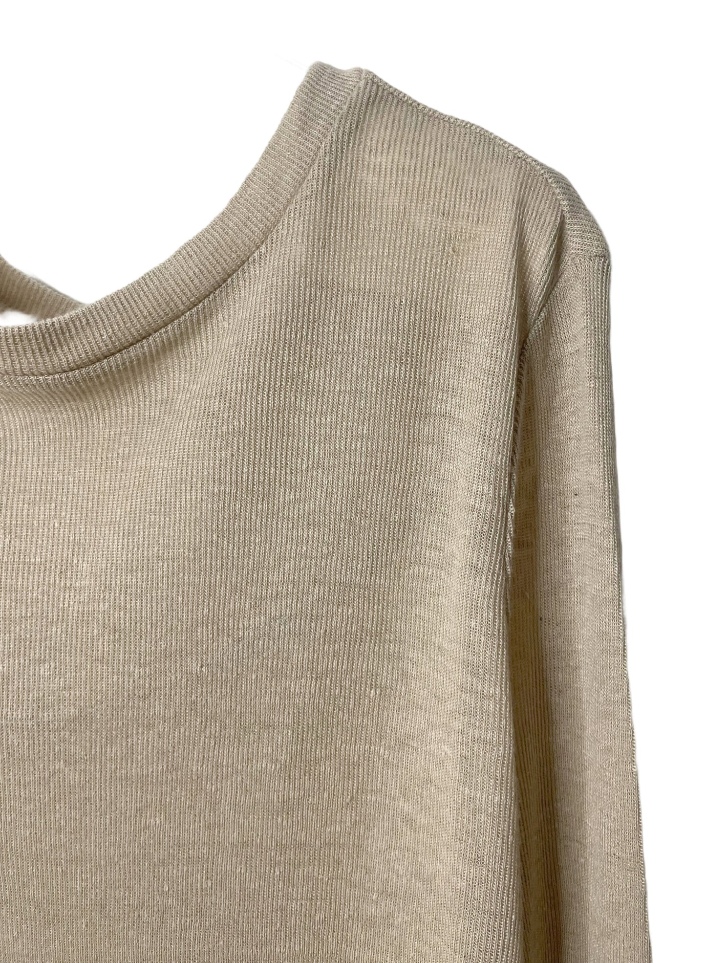 Hemp Rib, Side Panneled back V -LS Crew, #831-819,  Hemp 100%, SAND KHAKI