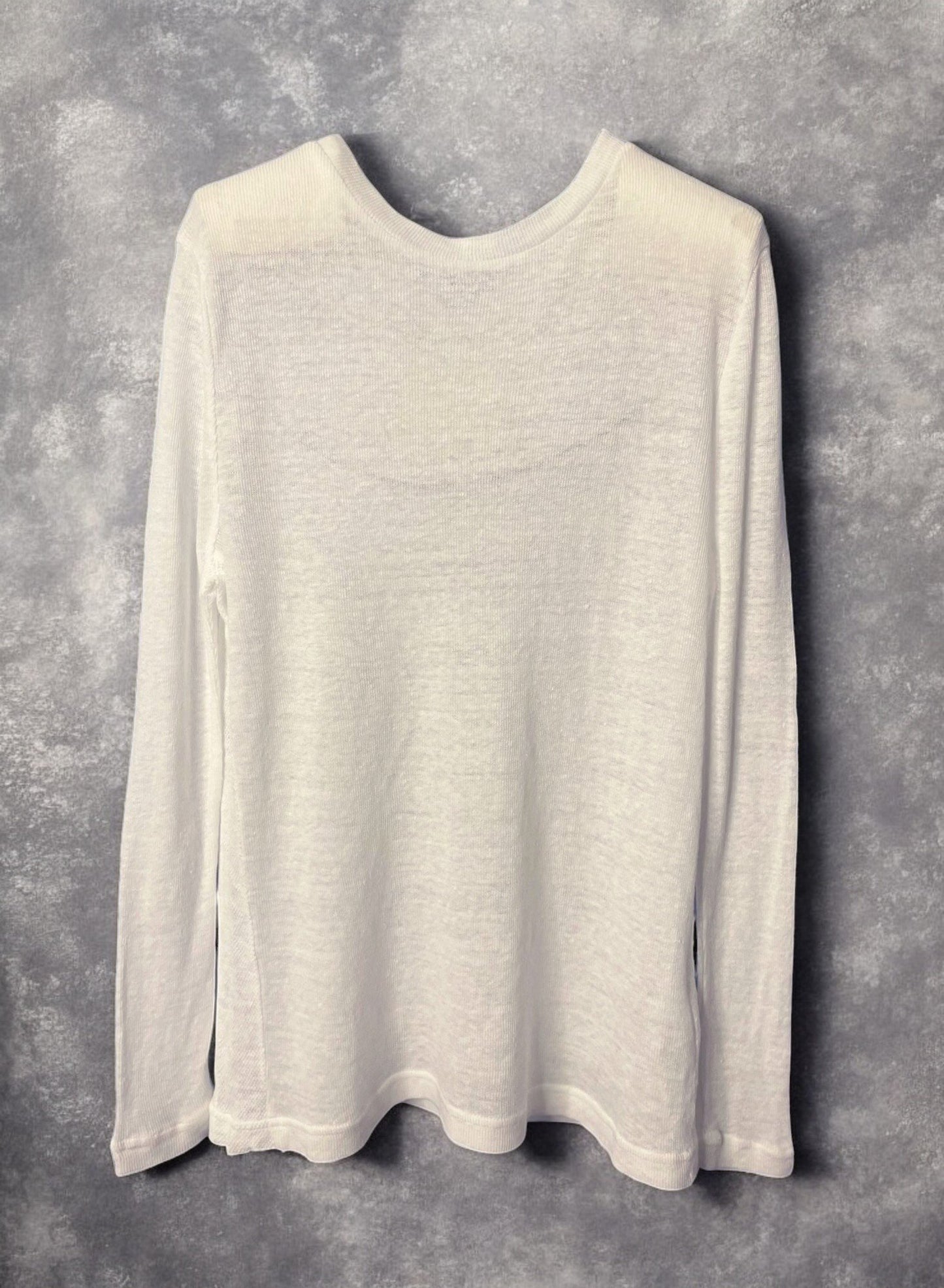 Hemp Rib, Side Panneled back V -LS Crew, #831-819,  Hemp 100%, WHITE