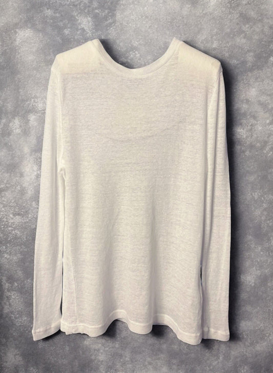 Hemp Rib, Side Panneled back V -LS Crew, #831-819,  Hemp 100%, WHITE