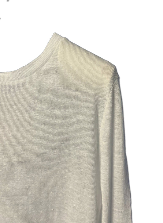 Hemp Rib, Side Panneled back V -LS Crew, #831-819,  Hemp 100%, WHITE