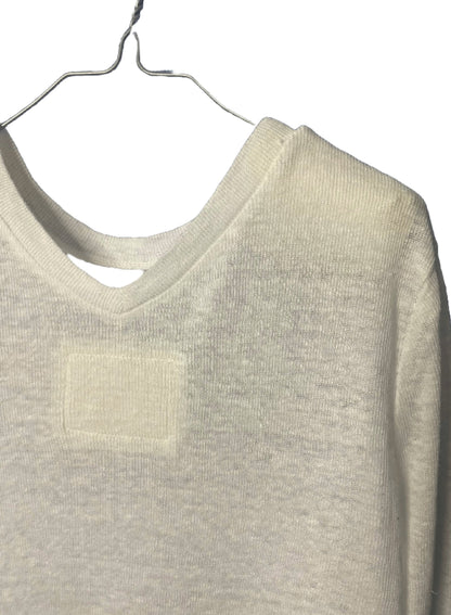Hemp Rib, Side Panneled back V -LS Crew, #831-819,  Hemp 100%, WHITE