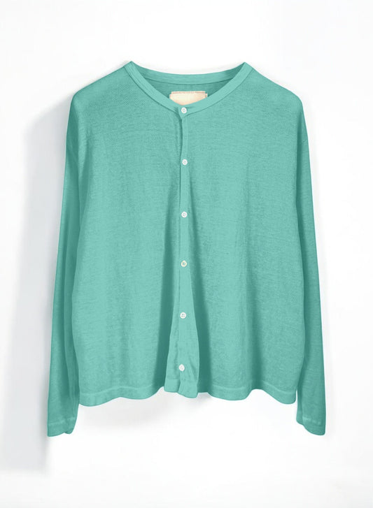 Hemp Seed Stichs, #831-822, LS CARDIGAN, Hemp 100%, BAY BLUE