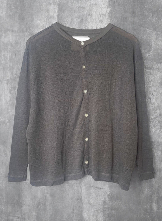 Hemp Seed Stichs,  #831-822, LS CARDIGAN, Hemp 100%, CHARCOAL, OS