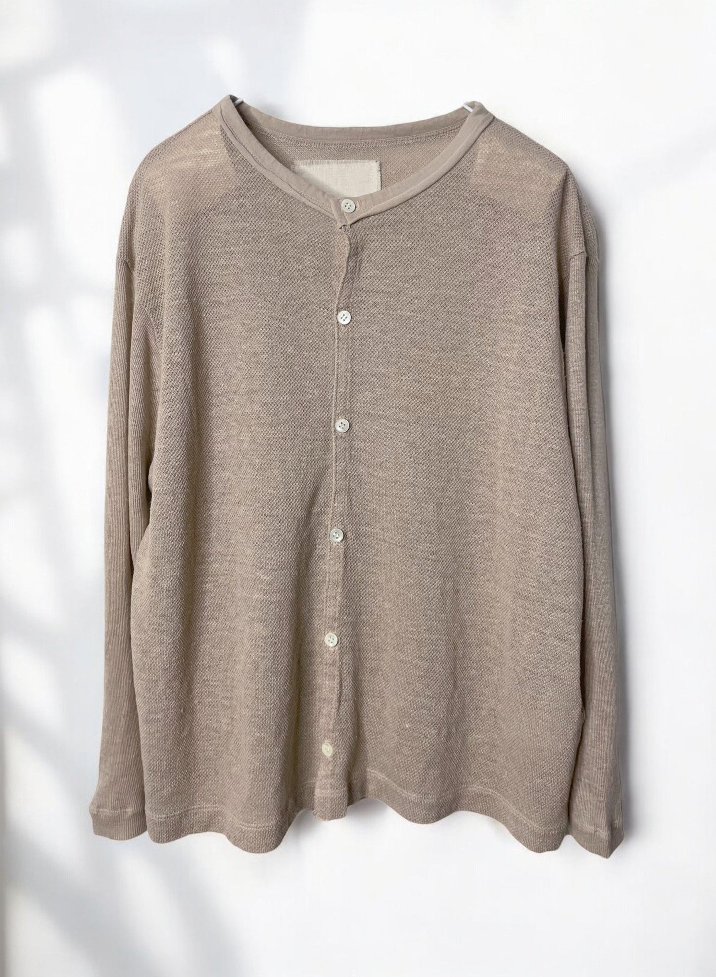 Hemp Seed Stichs,  #831-822, LS CARDIGAN, Hemp 100%, SAND KHAKI