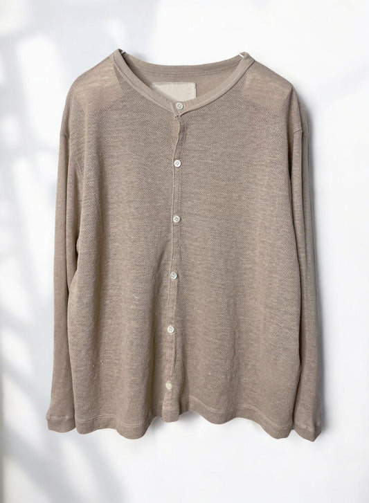 Hemp Seed Stichs,  #831-822, LS CARDIGAN, Hemp 100%, SAND KHAKI