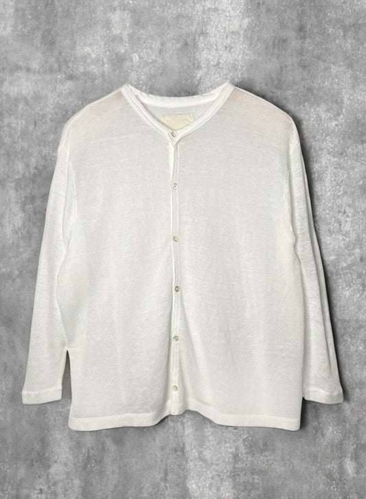 Hemp Seed Stichs,  #831-822, LS CARDIGAN, Hemp 100%, WHITE