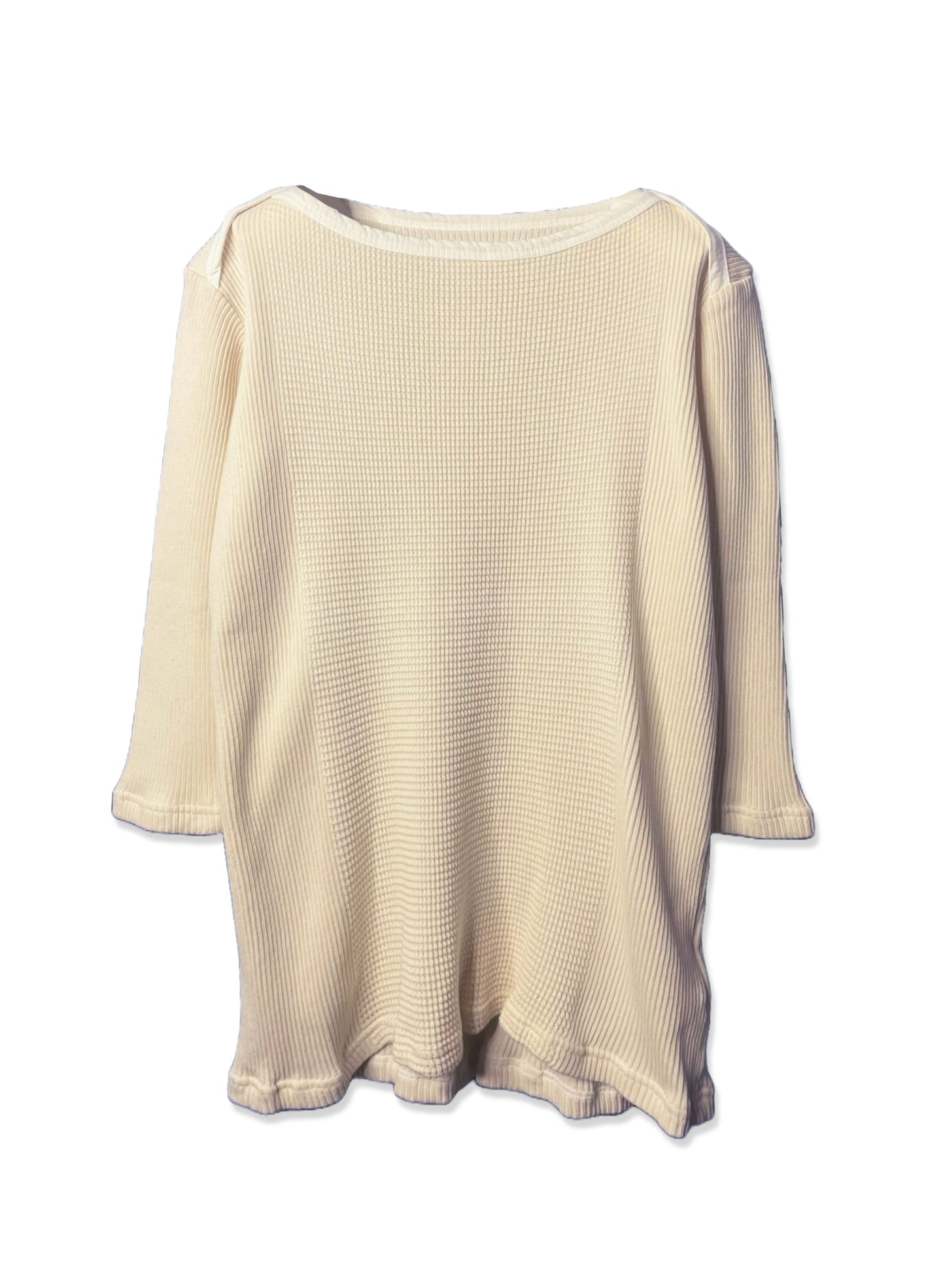 Waffle Rib Combo, quarter SLEEVE OVERLAP BOAT NECK TOP, cotton100  STYLE #  832-832, NATURAL
