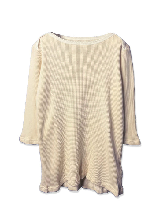 Waffle Rib Combo, quarter SLEEVE OVERLAP BOAT NECK TOP, cotton100  STYLE #  832-832, NATURAL