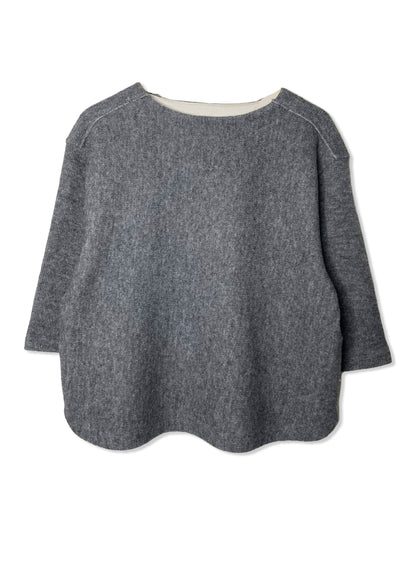 Wool DBL Face, Boat Neck Top, #832-836, 41%cotton, 38%wool, 21%nylon, GREY, ONE SIZE