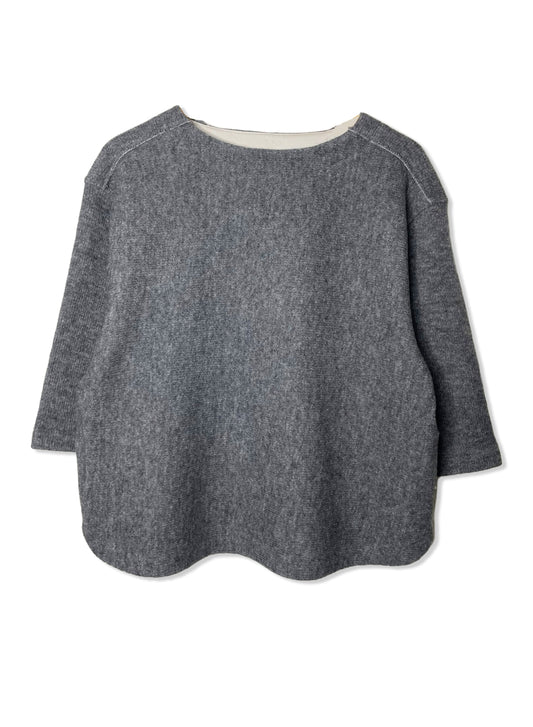 Wool DBL Face, Boat Neck Top, #832-836, 41%cotton, 38%wool, 21%nylon, GREY, ONE SIZE