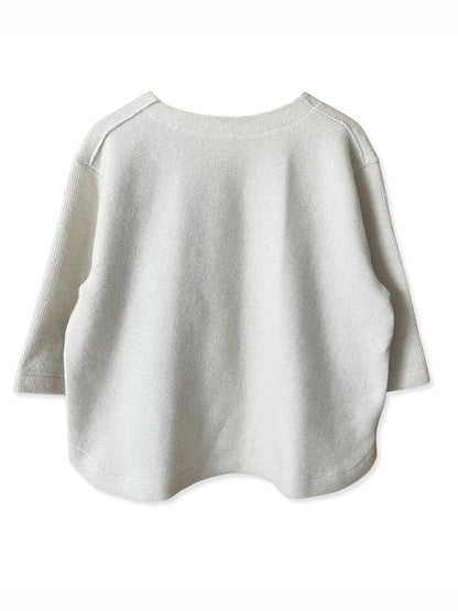 Wool DBL Face, Boat Neck Top, #832-836, 41%cotton, 38%wool, 21%nylon, WHITE, ONE SIZE