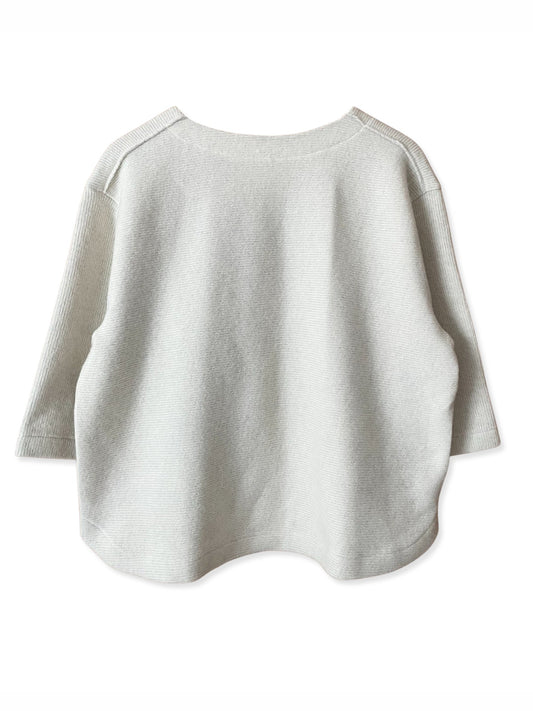 Wool DBL Face, Boat Neck Top, #832-836, 41%cotton, 38%wool, 21%nylon, WHITE, ONE SIZE