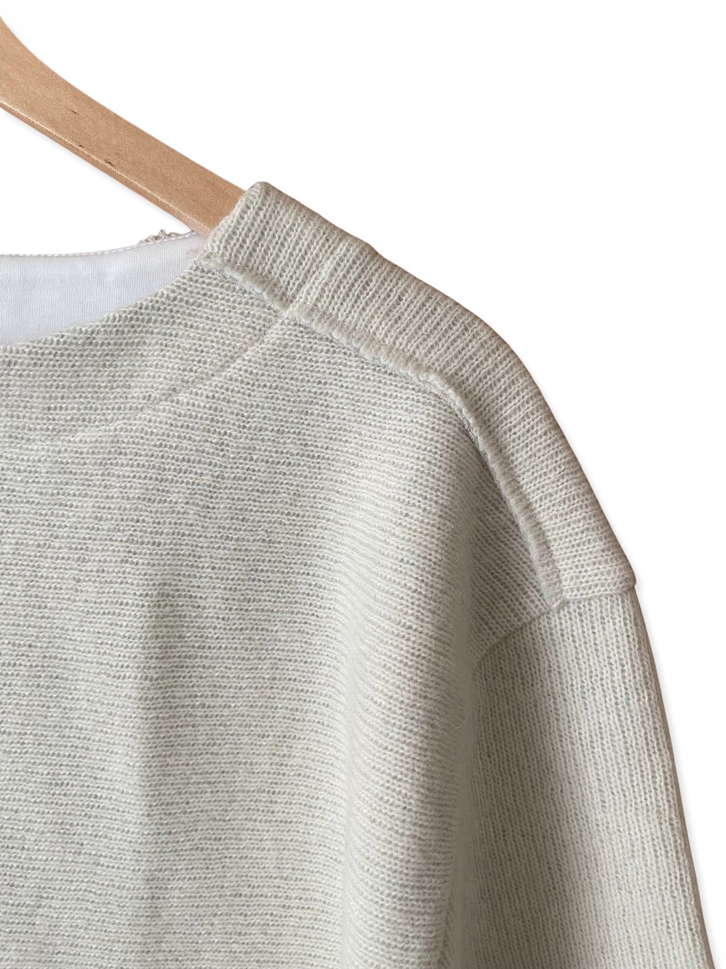 Wool DBL Face, Boat Neck Top, #832-836, 41%cotton, 38%wool, 21%nylon, WHITE, ONE SIZE