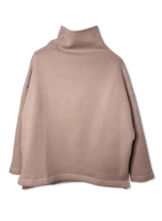 Cotton Tencel Brushed Fleece, LS MOCK NECK PULLOVER, #842-860, TAUPE, ONE SIZE