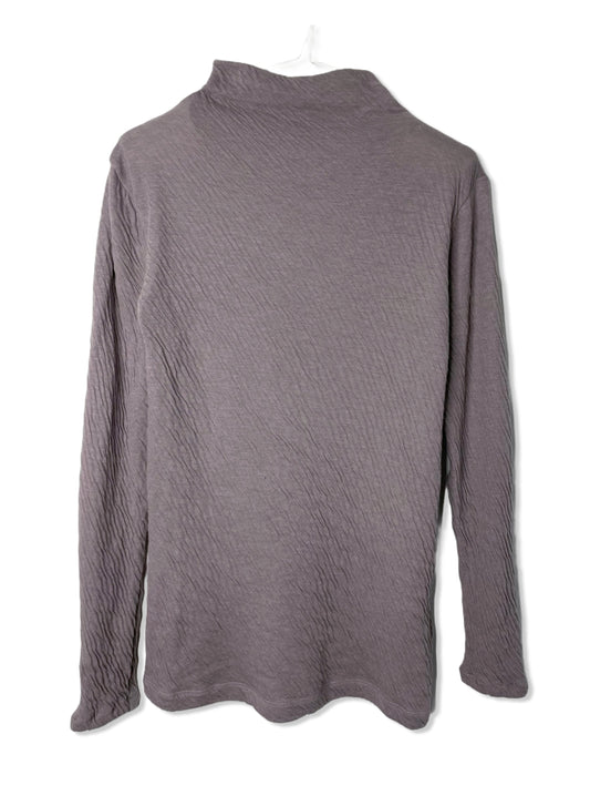 HI-SOFT DBL FACE. 55%COTTON/45%NYLON, #842-861,  LS MOCK NECK, CHARCOAL