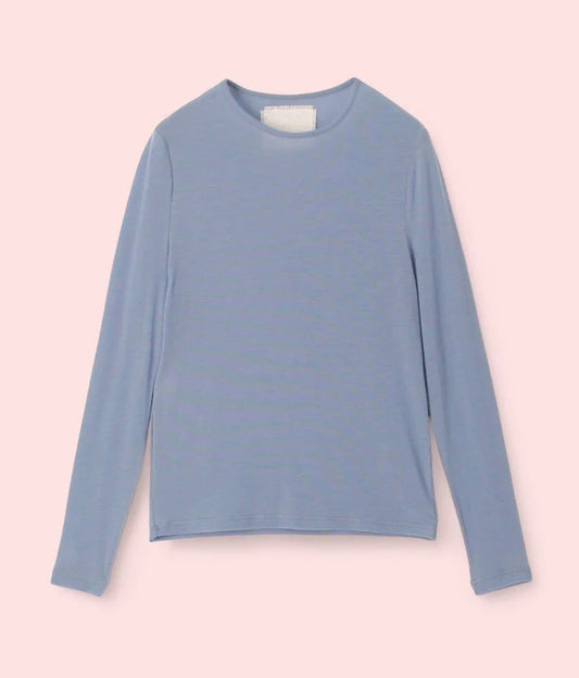 CASHMERE SILK JERSEY, 86%tencel 5%silk 4%cashmere, #842-870, LS CREW, LIGHT BLUE