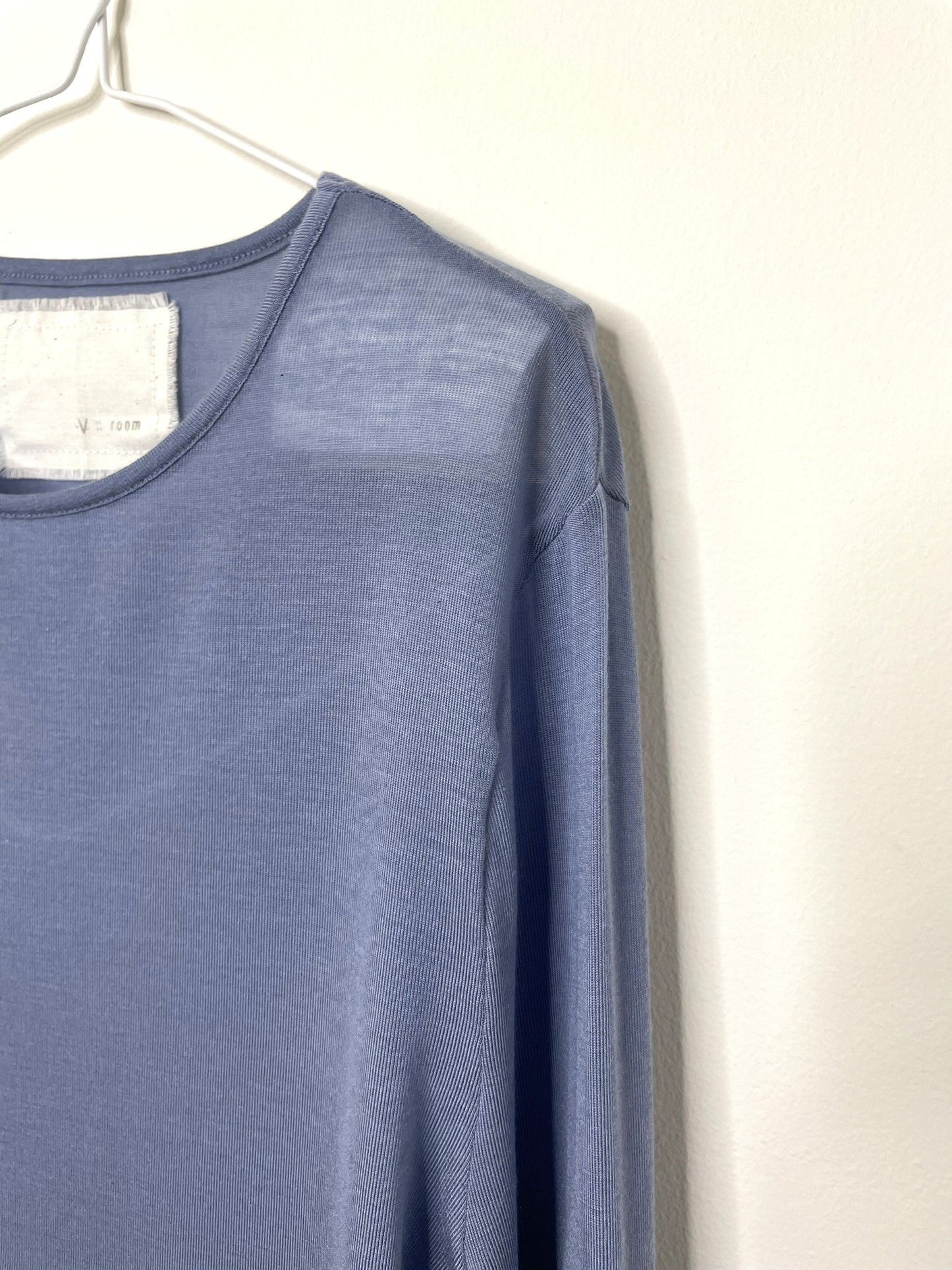 CASHMERE SILK JERSEY, 86%tencel 5%silk 4%cashmere, #842-870, LS CREW, LIGHT BLUE