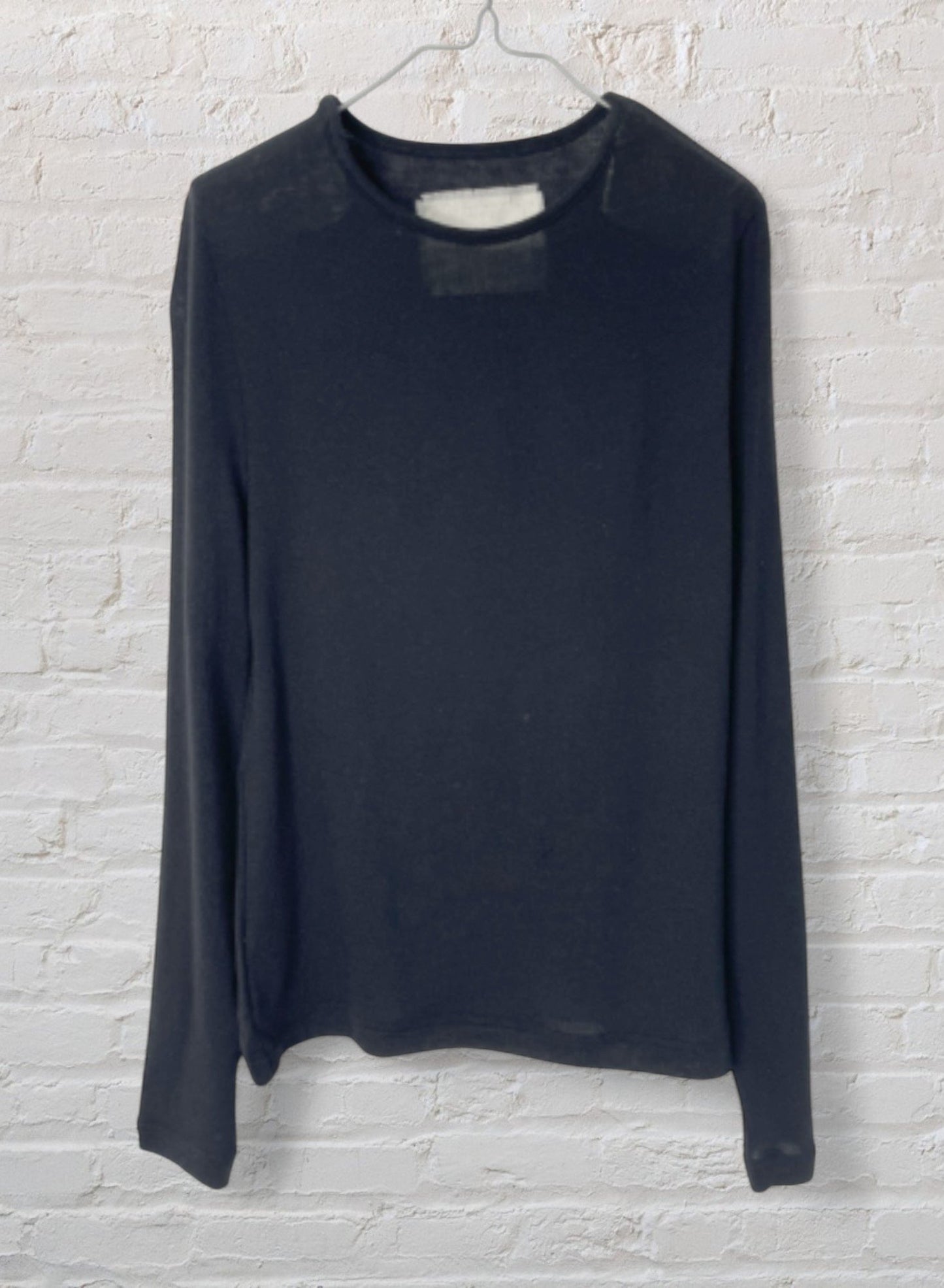 CASHMERE SILK JERSEY, 86%tencel 5%silk 4%cashmere, #842-870, LS CREW, BLACK