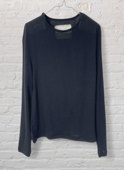 CASHMERE SILK JERSEY, 86%tencel 5%silk 4%cashmere, #842-870, LS CREW, BLACK