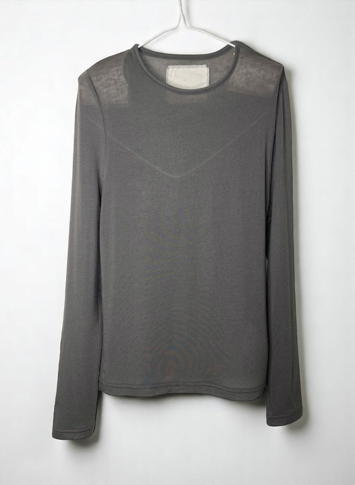 CASHMERE SILK JERSEY, 86%tencel 5%silk 4%cashmere, #842-870, LS CREW,  CHARCOAL