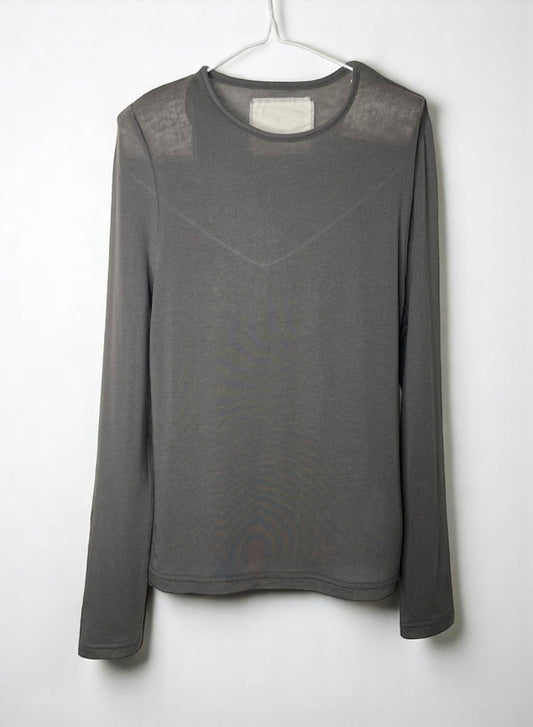 CASHMERE SILK JERSEY, 86%tencel 5%silk 4%cashmere, #842-870, LS CREW,  CHARCOAL
