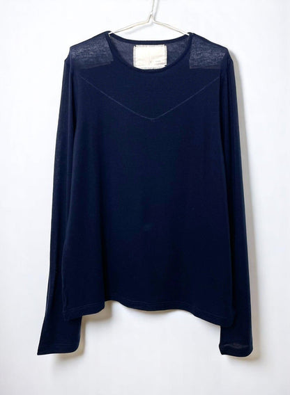 CASHMERE SILK JERSEY, 86%tencel 5%silk 4%cashmere, #842-870, LS CREW, NAVY